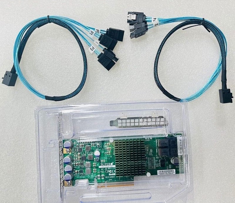SXTAIGOOD SAS3008 AOC-S3008L-L8E 9300-8I وضع IT HBA JBOD PCI-E 3.0 SATA/SAS 8-Port SAS3 12Gb/s ZFS FreeNAS unRAID+2* كابل SATA SFF-8643 - Image 1